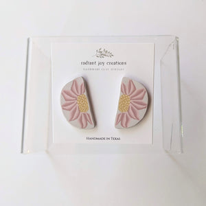 Pink Daisy Statement Studs