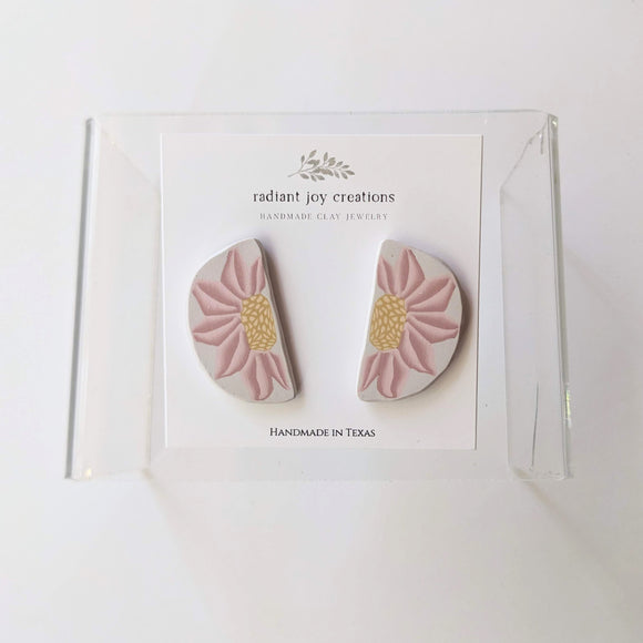 Pink Daisy Statement Studs
