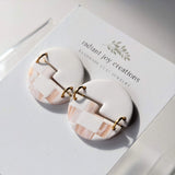 Abstract Circles / Pink Marble Checkered