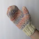 Hand-Knit Mittens / Cotton Candy