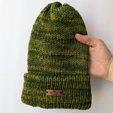 100% Merino Wool Hand-Knit Beanie / Moss