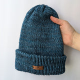 100% Merino Wool Hand-Knit Beanie / Atlantic Blue