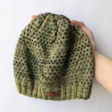 100% Merino Wool Hand-Knit Beanie / Bay Leaf