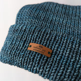 100% Merino Wool Hand-Knit Beanie / Atlantic Blue
