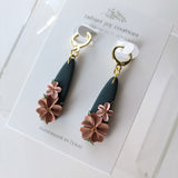 Narrow Drops / Navy & Pink Flowers